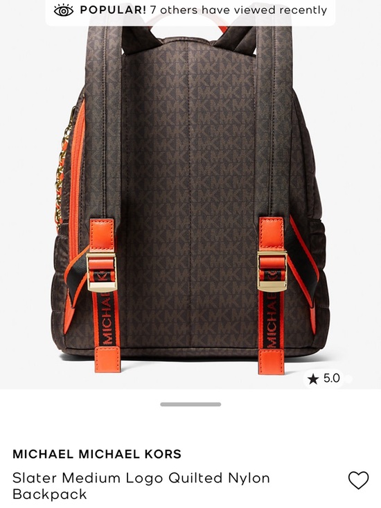 Michael Kors Black Quilted MK Logo Backpack with Orange Trim main image 7